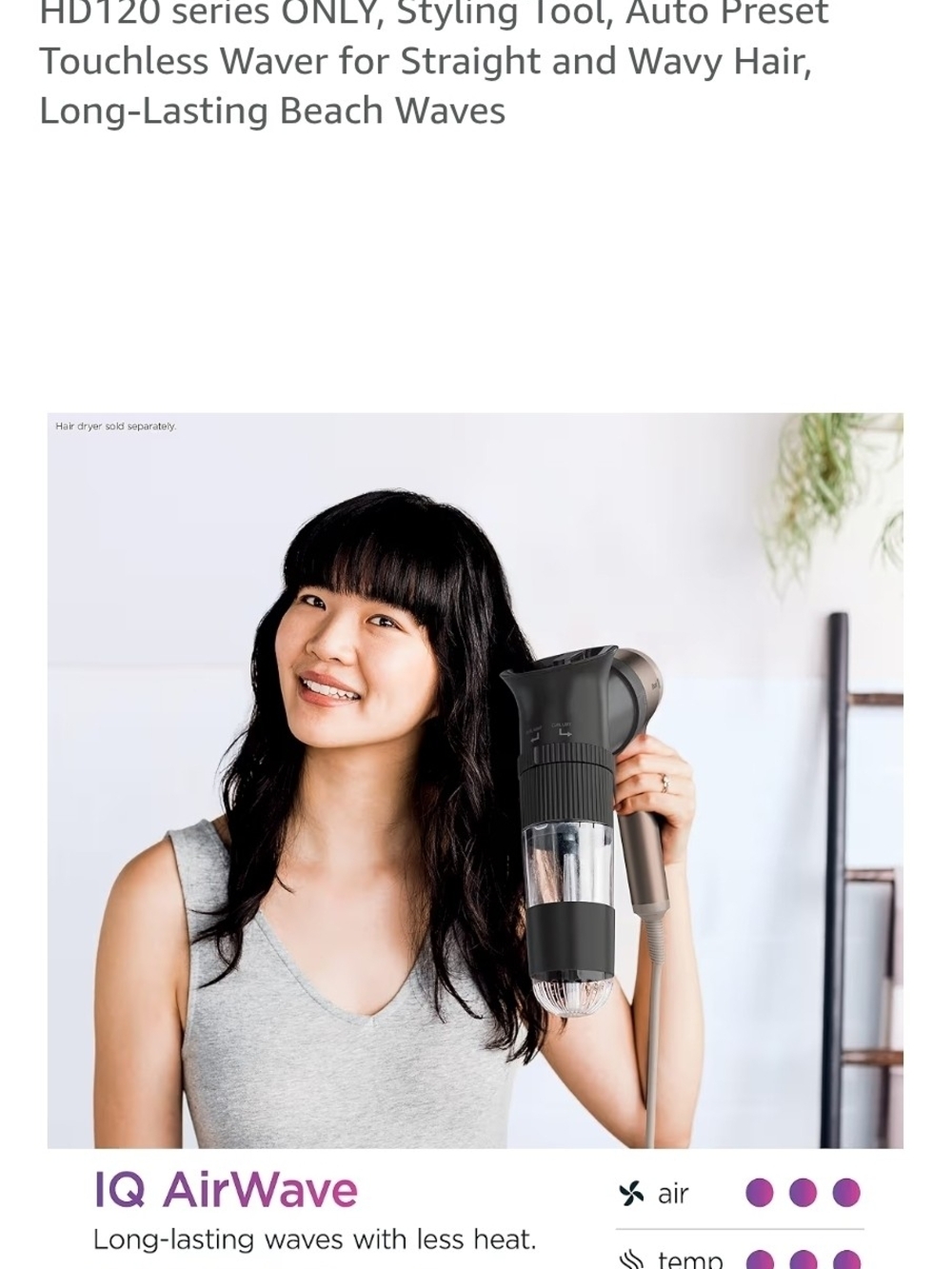 IQ AirWave Touchless Waver Hair Styling Tool - Black